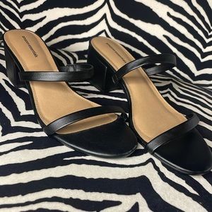 NEW Women's Thin Two Strap Heeled Slide